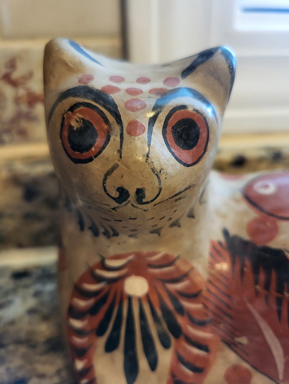 VTG. Tonala Hand-Painted 4.5x5 In Ceramic Cat Figurine in Terracotta and Black - Picture 4 of 10